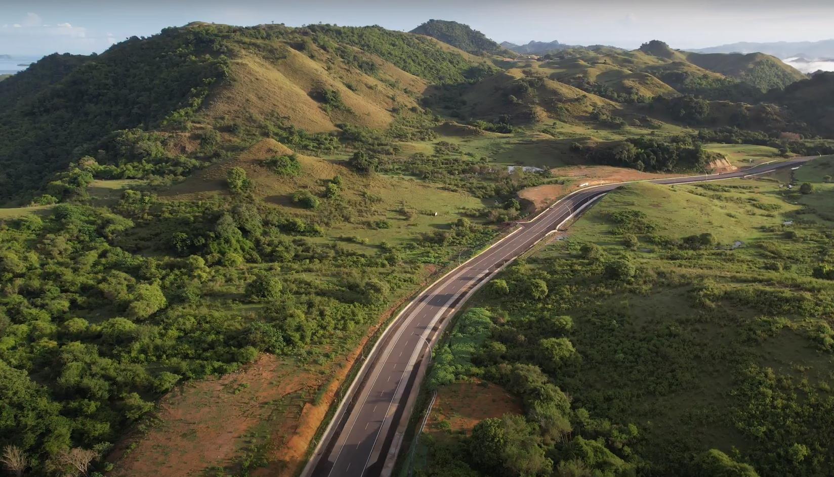 The completed road through the hills
